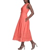 image:imageKarl Lagerfeld Womens Sleeveless Boat Neck Drop Waist Belted Midi DressHot Coral