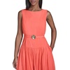 image:imageKarl Lagerfeld Womens Sleeveless Boat Neck Drop Waist Belted Midi DressHot Coral
