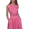image:imageKarl Lagerfeld Womens Sleeveless Boat Neck Drop Waist Belted Midi DressPink Sherbert
