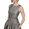 image:imageKarl Lagerfeld Womens Sleeveless Boat Neck Drop Waist Belted Midi DressSilver