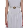 image:imageKarl Lagerfeld Womens Sleeveless Boat Neck Drop Waist Belted Midi DressSoft White