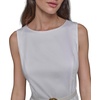 image:imageKarl Lagerfeld Womens Sleeveless Boat Neck Drop Waist Belted Midi DressSoft White