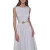 image:imageKarl Lagerfeld Womens Sleeveless Boat Neck Drop Waist Belted Midi DressSoft White