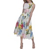 image:imageKarl Lagerfeld Womens Sleeveless Boat Neck Drop Waist Belted Midi DressSoft White Multi