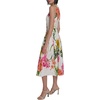 image:imageKarl Lagerfeld Womens Sleeveless Boat Neck Drop Waist Belted Midi DressSoft WhiteCamelia Combo