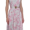 image:imageKarl Lagerfeld Womens Sleeveless Boat Neck Drop Waist Belted Midi DressSoft WhitePink Sherbert Multi