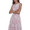 image:imageKarl Lagerfeld Womens Sleeveless Boat Neck Drop Waist Belted Midi DressSoft WhitePink Sherbert Multi