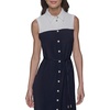 image:imageKarl Lagerfeld Womens Sleeveless Collared Two Toned Button Front Midi Dress with Rope BeltMarineSoft White