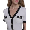 image:imageKarl Lagerfeld Womens Sleeveless Collared Two Toned Button Front Midi Dress with Rope BeltSoft WhiteBlack