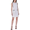 image:imageKarl Lagerfeld Womens Sleeveless Crew Neck Summer Tweed Contrast Detail Shift DressSoft WhiteBlack