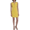 image:imageKarl Lagerfeld Womens Sleeveless Gold Buttoned Split Neck Mini Sheath DressSoft Lemon Chrome
