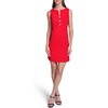 image:imageKarl Lagerfeld Womens Sleeveless Gold Buttoned Split Neck Mini Sheath DressTomato