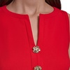 image:imageKarl Lagerfeld Womens Sleeveless Gold Buttoned Split Neck Mini Sheath DressTomato
