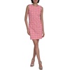 image:imageKarl Lagerfeld Womens Sleeveless Round Neck Aline Tweed Mini DressHot PinkSoft White