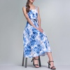 image:imageKarl Lagerfeld Womens Sleeveless Scoop Neck Belted Aline Midi DressPorcelain Blue Multi