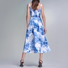 image:imageKarl Lagerfeld Womens Sleeveless Scoop Neck Belted Aline Midi DressPorcelain Blue Multi