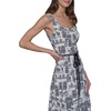 image:imageKarl Lagerfeld Womens Sleeveless Scoop Neck Belted Aline Midi DressSoft WhiteBlack
