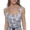 image:imageKarl Lagerfeld Womens Sleeveless Scoop Neck Belted Aline Midi DressSoft WhiteBlack Combo