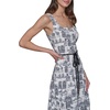 image:imageKarl Lagerfeld Womens Sleeveless Scoop Neck Belted Aline Midi DressSoft WhiteBlack Combo