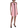image:imageKarl Lagerfeld Womens Sleeveless Split Neck Contrast Trim Aline Mini Dress with Bow DetailAlmond BlossomBlack