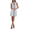 image:imageKarl Lagerfeld Womens Sleeveless Split Neck Contrast Trim Aline Mini Dress with Bow DetailBlack White MultiBlack