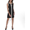 image:imageKarl Lagerfeld Womens Sleeveless Split Neck Contrast Trim Aline Mini Dress with Bow DetailBlackSoft White