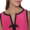image:imageKarl Lagerfeld Womens Sleeveless Split Neck Contrast Trim Aline Mini Dress with Bow DetailFuchsiaBlack