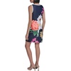 image:imageKarl Lagerfeld Womens Sleeveless Split Neck Contrast Trim Aline Mini Dress with Bow DetailMarineCamelia MultiSoft White