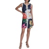 image:imageKarl Lagerfeld Womens Sleeveless Split Neck Contrast Trim Aline Mini Dress with Bow DetailMarineCamelia MultiSoft White