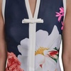 image:imageKarl Lagerfeld Womens Sleeveless Split Neck Contrast Trim Aline Mini Dress with Bow DetailMarineCamelia MultiSoft White