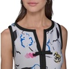 image:imageKarl Lagerfeld Womens Sleeveless Split Neck Contrast Trim Aline Mini Dress with Bow DetailSoft White ComboBlack