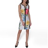 image:imageKarl Lagerfeld Womens Sleeveless Split Neck Contrast Trim Aline Mini Dress with Bow DetailSoft White FloralBlack