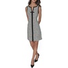 image:imageKarl Lagerfeld Womens Sleeveless Split Neck Contrast Trim Aline Mini Dress with Bow DetailSoft White MultiBlack