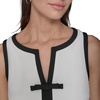 image:imageKarl Lagerfeld Womens Sleeveless Split Neck Contrast Trim Aline Mini Dress with Bow DetailWhiteBlack