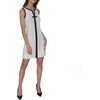 image:imageKarl Lagerfeld Womens Sleeveless Split Neck Contrast Trim Aline Mini Dress with Bow DetailWhiteBlack