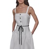 image:imageKarl Lagerfeld Womens Sleeveless Square Neck Drope Waist Maxi Dress with Rope BeltSoft WhiteBlack