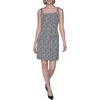image:imageKarl Lagerfeld Womens Sleeveless Square Neck Metallic Knit Tweed Sheath Mini DressBlackSoft White Multi