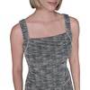 image:imageKarl Lagerfeld Womens Sleeveless Square Neck Metallic Knit Tweed Sheath Mini DressBlackSoft White Multi