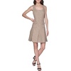 image:imageKarl Lagerfeld Womens Sleeveless Square Neck Stretch Texture Mini Dress with PocketsTruffle