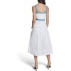 image:imageKarl Lagerfeld Womens Sleeveless Square Neck Tiered Mixed Media Tie Belt Midi DressWhite