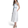 image:imageKarl Lagerfeld Womens Sleeveless Square Neck Tiered Mixed Media Tie Belt Midi DressWhite