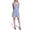 image:imageKarl Lagerfeld Womens Sleeveless Square Neck Tweed Pearl Button Aline DressBlue Multi