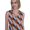 image:imageKarl Lagerfeld Womens Sleeveless Strappy VNeck Woven BlouseGlacier BlueBronze Multi