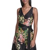 image:imageKarl Lagerfeld Womens Sleeveless VNeck Cotton Sateen Midi Placement Floral DressBlack Multi