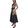 image:imageKarl Lagerfeld Womens Sleeveless VNeck Cotton Sateen Midi Placement Floral DressBlack Multi