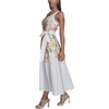 image:imageKarl Lagerfeld Womens Sleeveless VNeck Cotton Sateen Midi Placement Floral DressSoft White Multi