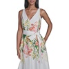 image:imageKarl Lagerfeld Womens Sleeveless VNeck Cotton Sateen Midi Placement Floral DressSoft White Multi