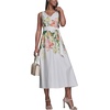 image:imageKarl Lagerfeld Womens Sleeveless VNeck Cotton Sateen Midi Placement Floral DressSoft White Multi