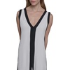 image:imageKarl Lagerfeld Womens Sleeveless VNeck Two Toned Flowy Maxi DressSoft WhiteBlack