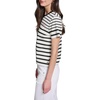 image:imageKarl Lagerfeld Womens Stripes Black and White Scallop Neck Trim BlouseSoft WhiteBlack